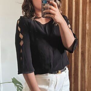 Massimo Dutti Viscose Cut Out Sleeve Blouse. Size S